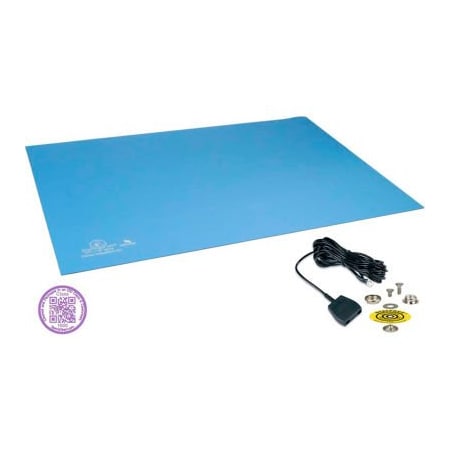Desco Industries Inc Desco Statfree UC2 66330 Dissipative Dual Layer Rubber Mat Clean Pack 30"D x 72"W - Sky Blue 66330